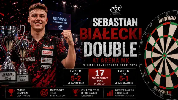 Sebastian Bialecki signe un doublé sensationnel sur le Winmau Development Tour