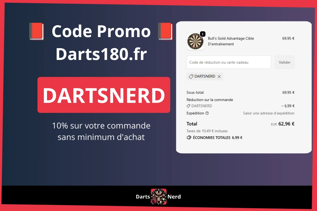 Code de réduction Darts180 : DARTSNERD pour 10% sur toute la commande