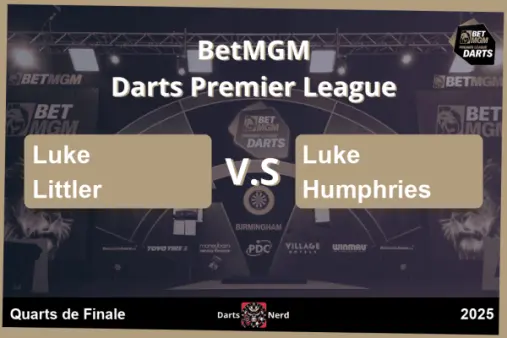 Pronostics : Luke Littler - Luke Humphries : Quarts de Finale Premier League Darts 2025