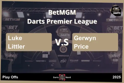 Pronostics : Luke Littler - Gerwyn Price : Play Offs Premier League Darts 2025